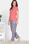 Zivame Dream Daze Knit Poly Pyjama Sets - Deep Sea Coral — thumbnail 2